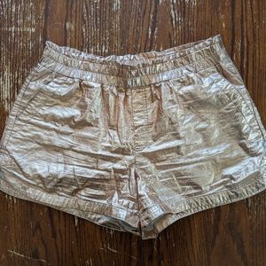 Metallic gold high rise shorts